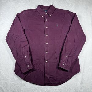 Ralph Lauren Classic Fit Button Up Men's Large Maroon‎ Preppy School Christmas
